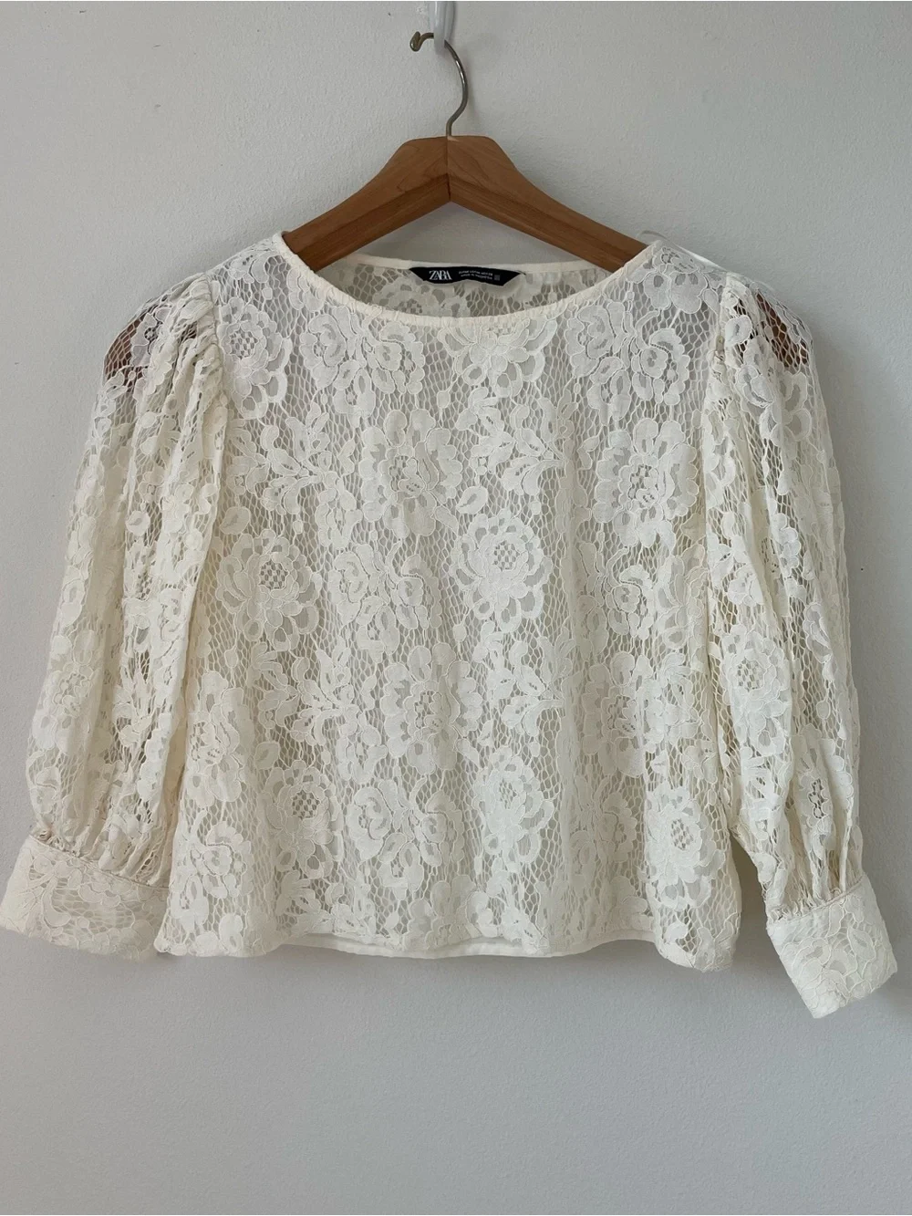Zara floral lace blouse size S romantic feminine baddie coquette girl Ivory